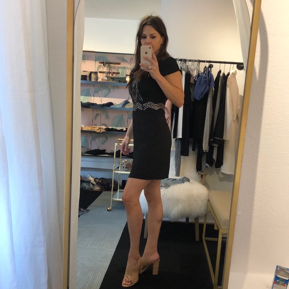 Leather sequin studded dress